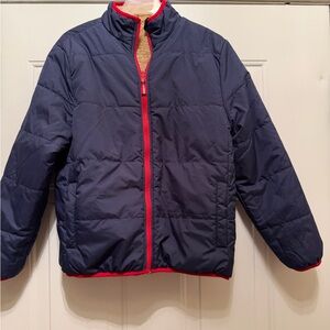 Navy Blue Kids Reversible Jacket with Red Trim